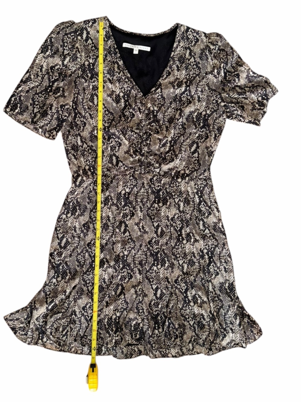 Veronica Beard Ried Silk Mini Dress 12 Python Snake Black Brown Cocktail - Picture 4 of 9